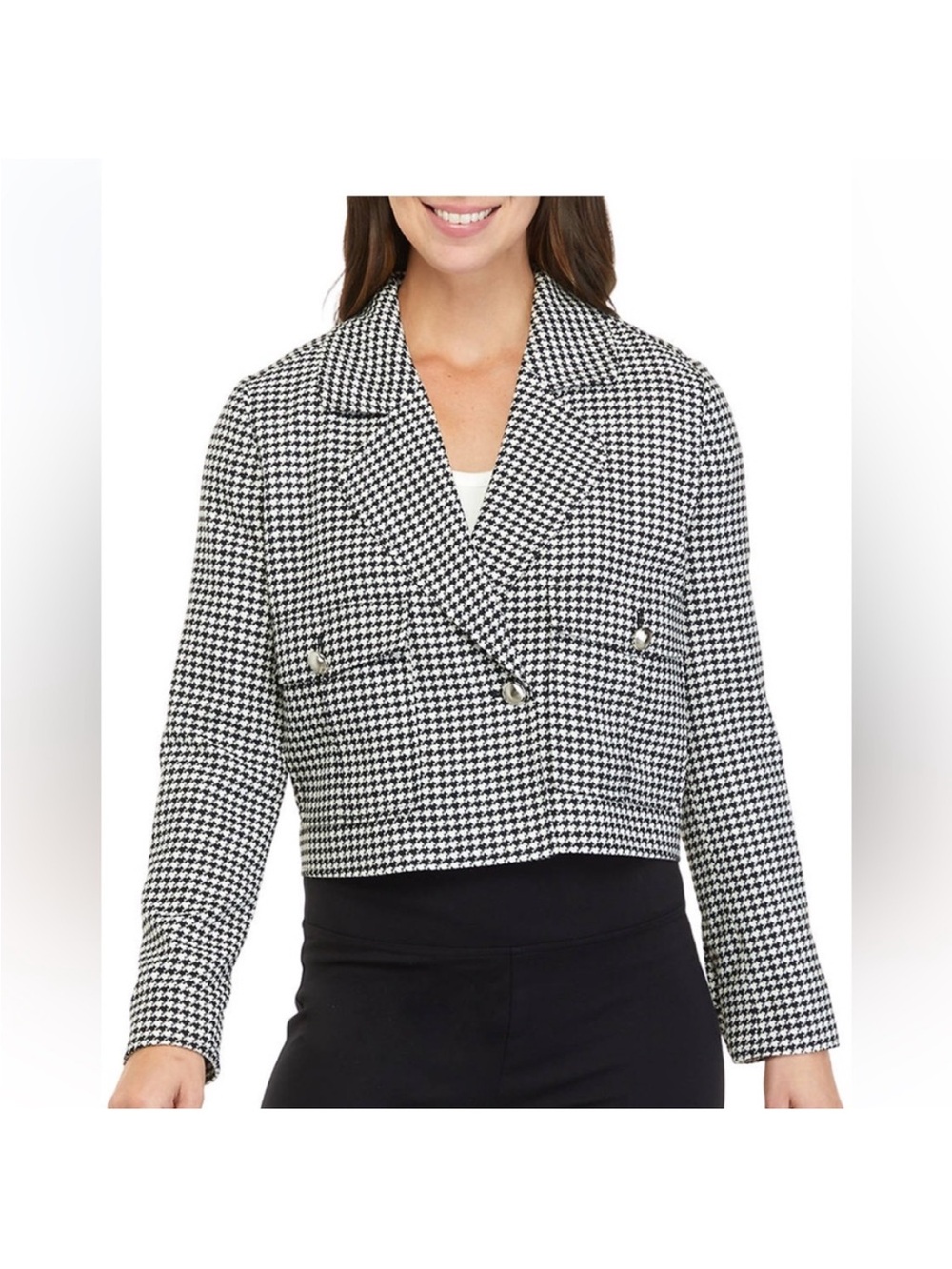 Tahari cropped houndstooth blazer - size L